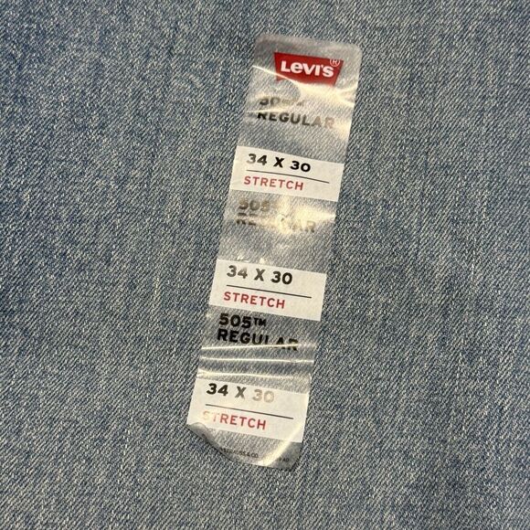 Levis 505 Jeans Mens 34x30 Straight Leg Blue Stretch 34 Light Wash Regular - Picture 8 of 10